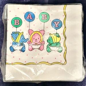 Sealed Vintage Baby Shower Napkins 90s Party Supplies NOS Retro Teddy Bears New